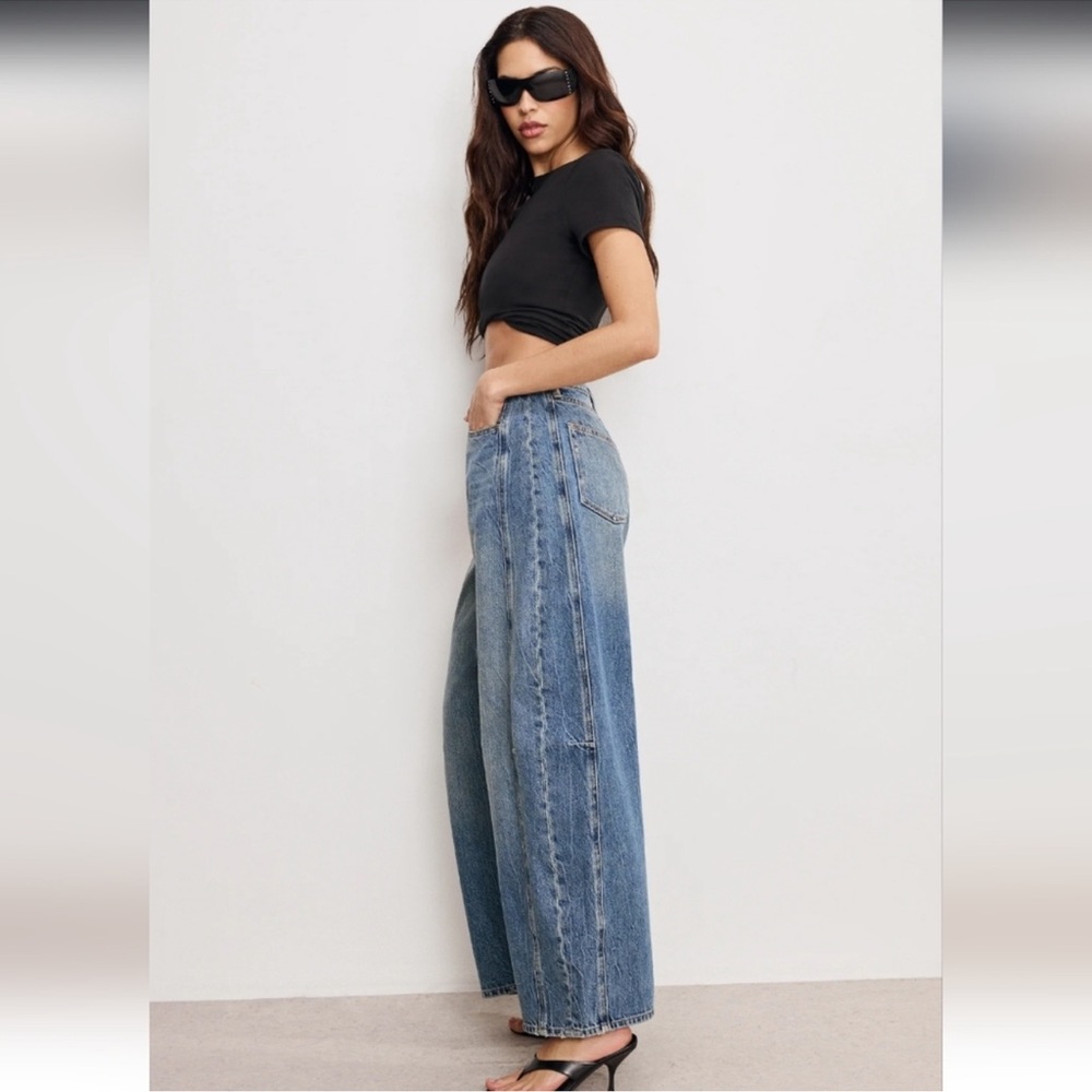 NWT Good American Good Extreme Barrel Jeans sz 6/28 Wide Leg High Rise Baggy - Picture 4 of 16